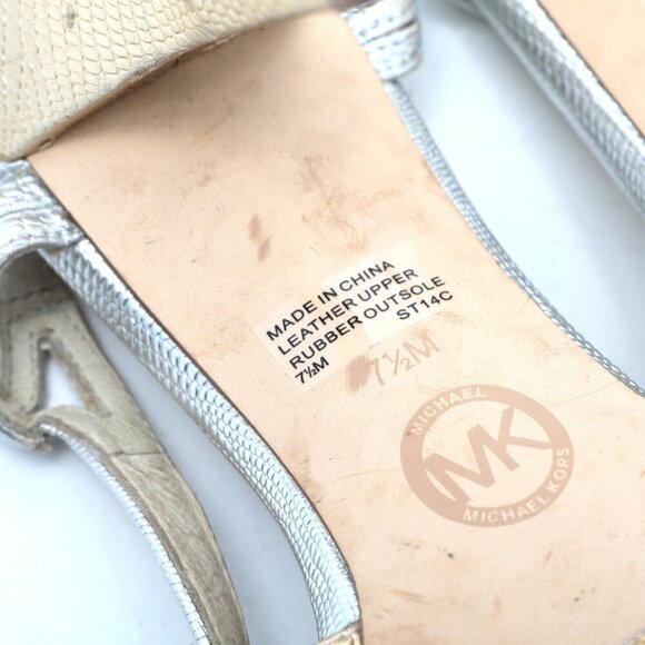 Michael Kors Leather Strappy Platform Sandals Pumps Gold Silver Summer Party - Picture 9 of 15